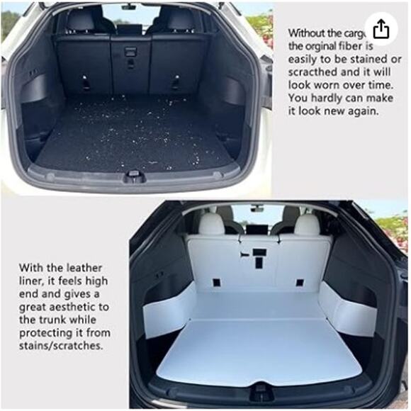 Cargo Mat Liner Tesla Model Y White Trunk Leather Anti Scratch All Weather 7pc - Picture 1 of 7